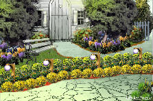 Garden design:yellow, house Garden design:brand new...