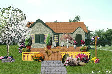 Garden design:My house is old red brick. I revamped with rock, added new roof and deck. Maybe some day this will be a reality! Garden design:My house revamped