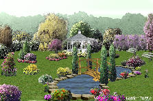 Garden design:a perfect tea time in the backyard garden with full of colors Garden design:mocha delight