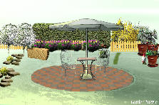 Garden design: Garden design:PATIO planted