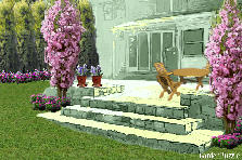 Garden design:A beautiful backyard with a nice patio and table. Garden design:Backyard
