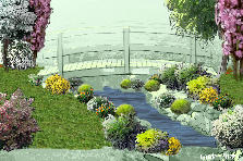 Garden design: Garden design:A bridge in a country