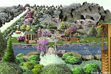 Garden design:Leisure area by the lake, garden and lawn games. Garden design:Dreamland for children - The other side