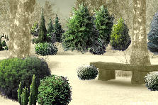Winter Asian Stone Bench Park - Summer