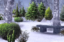 Winter Asian Stone Bench Park - Winter