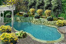 Garden design: Garden design:Pool w/yellow foliage