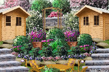 Garden design:spring Garden design:two pots