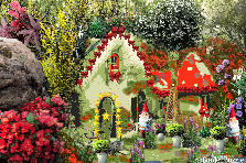 Garden design:I like this effect too.:)
Thank brewer362, by the sweet and fantastic background
I have a Pixie friend who lives with his family in a hidden place in the forest. The house is under rocks, trees and flowers, but has stars that shine on the door and ONLY FRIENDS can see, to show the way. DO YOU ABLE TO SEE THE STARS SHINE ???? Garden design:Pixie House - My version 2