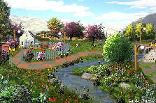 Garden design:The delights of the field (very refined )...lololol...outside the city.
House with garden, garage and swimming pool (it is on the left, is not in sight lololol) by the stream.
Anyone want to buy?
Today "stole" GardenFreake :)
Thank you, GardenFreake, for the wonderful background :) Garden design:Countryside - My version