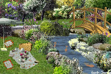 Garden design:It is so nice ..... bread, cheese, sweet pumpkin, scones, spinach pie, boiled eggs, small fried fish, chicken pies and a good wine
Anybody want to come with us? Garden design:A picnic in the " Garden of Carps " - redone