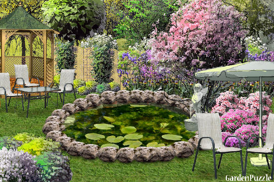 Garden design:Around the lake. - Spring