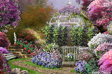 Garden design:One of the Thomas Kinkade paintings.. I think i have overloaded this with all the flowering plants.. I couln't resist though :)........(JULIE): I have 2 agree, the same here, but it is such a beautiful picture. you did such a wonderful job with yours. Not thinking 2 straight these days. Mine is major over kill... his work needs nothing added. But still, I would love to be here.... ty, again. Garden design:Garden of Love