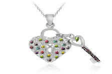 Garden design:This is part 1 of an attempted to give a visual effect of rhinestone from flowers and trees on diamond heart charm and a purple rhinestone on the key. Lets see how this turns out! Garden design:Floral Gemstone Heart n Key Necklace