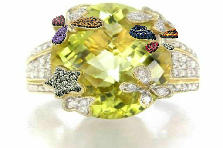Garden design: Garden design:Floral Gemstone Lime Quartz Vintage Ring