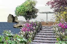 Garden design:Wish I had some birds to put in the sky. Garden design:Beachside Patio