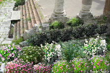 Garden design:Ancient Roman garden remains on front side of pilars.... Garden design:GARDEN RUINS...