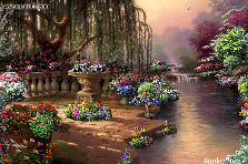 Garden design:An Old Patio Square by the Brook