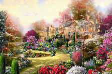 Garden design:This breathing manor on a hill, over looks beautiful gardens and a pond, and is caressed on one side by a beautiful crystal lake. The manor is old, and stately, with lots of chimney's, and welcomes you with a stone staircase and beautiful evergreens. A joy to come home to. Garden design:Mansion by the lake