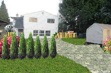 Garden design:Street view of house.