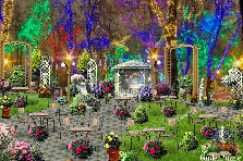 Garden design:Rainbow light dining