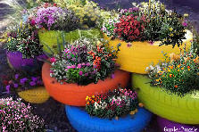 Garden design: Garden design:Tire planters