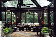 Garden design:I love beautiful sun rooms and very much into interior design, with the limited plants and props, I would still take this one lol..Quite interesting to make lighted sconces from lamp posts..Made a set of these. Garden design:Indoor Glass Gazebo Sun Room