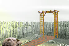 Garden design: Garden design:arbor + rock