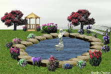 Garden design: Garden design:pond w/fountain