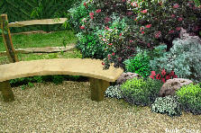 Garden design: Garden design:bush and bench