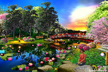 Garden design:Nightfall
Before disappearing, the sun bathes everything gold. A woman sitting on the grass reading, stop and soak up the beauty that surrounds her. She will leave soon. The river is a garden alive.
Thanks to all of friends who used this wonderful background.Read my first comment, please. :))
Garden design:The river is a garden alive
