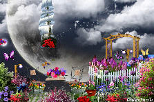 Garden design:Moon touching the earth makes for a romantic setting.. Garden design:Romance in Moonlight