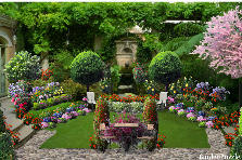 Garden design:The Old Backyard Fountain