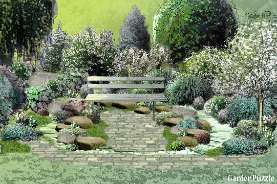 Moon Garden in 4 seasons - GardenPuzzle - online garden planning tool Moon Garden in 4 seasons - GardenPuzzle - online garden planning tool on Moon Garden Designs
 id=90105